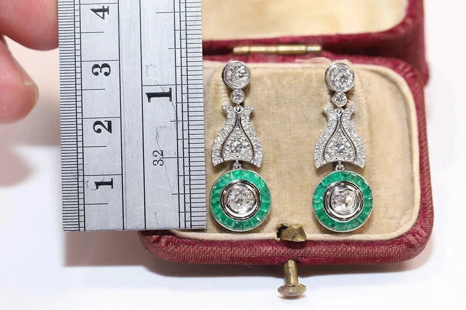 Art Deco Lab Created Diamond Wedding Antique Gift Earring 14K White Gold Finish
