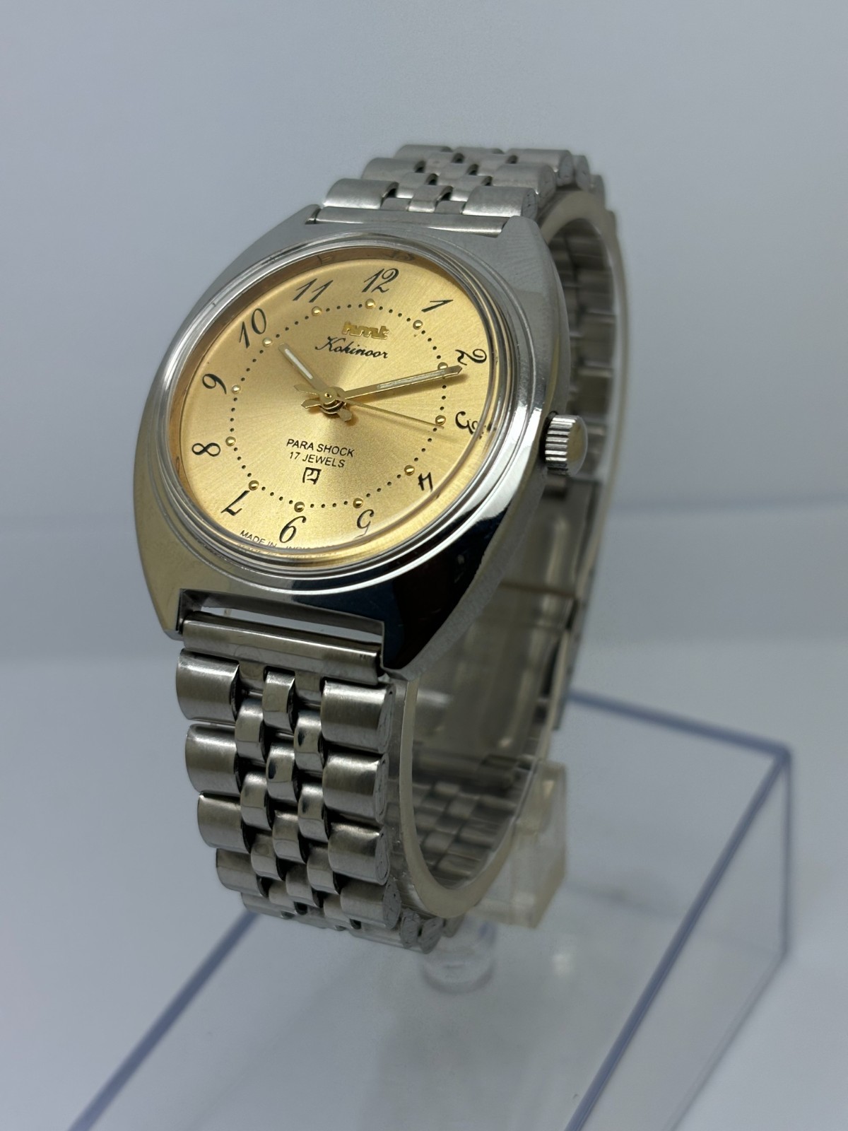 Vintage HMT Kohinoor Gold Dial Mechanical hand Winding Transparent Back Case