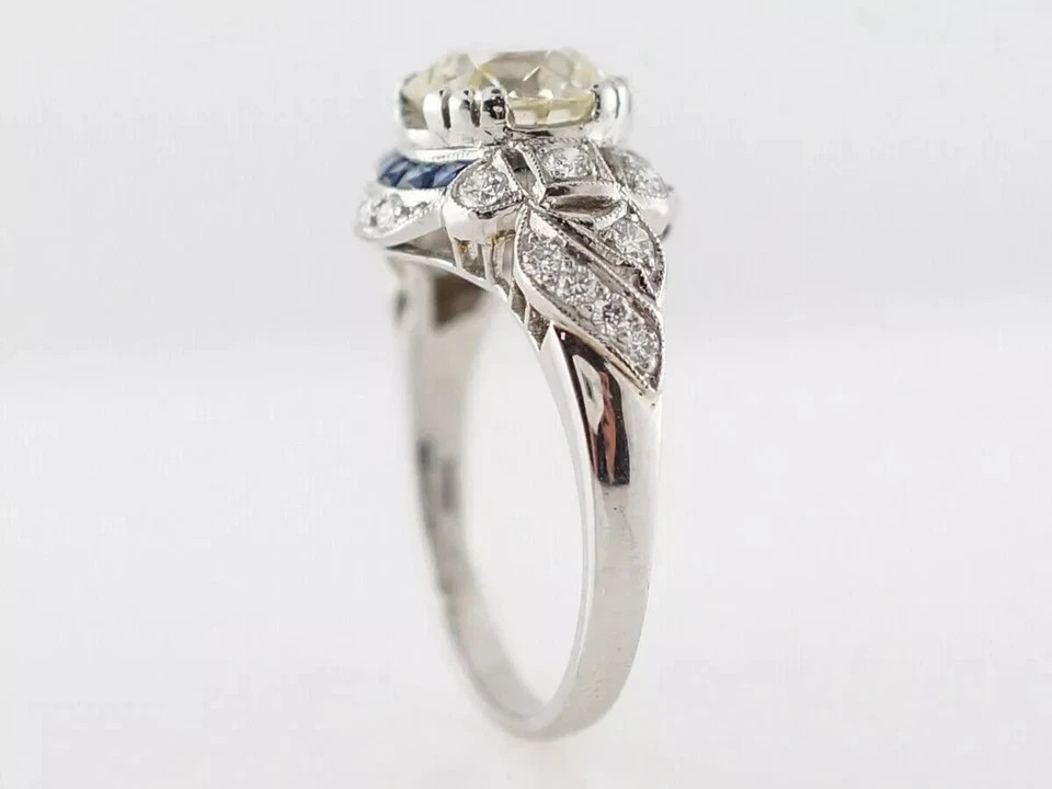 3Ct Art Deco Style Lab Created Diamond Engagement wedding 14K White Gold FN Ring
