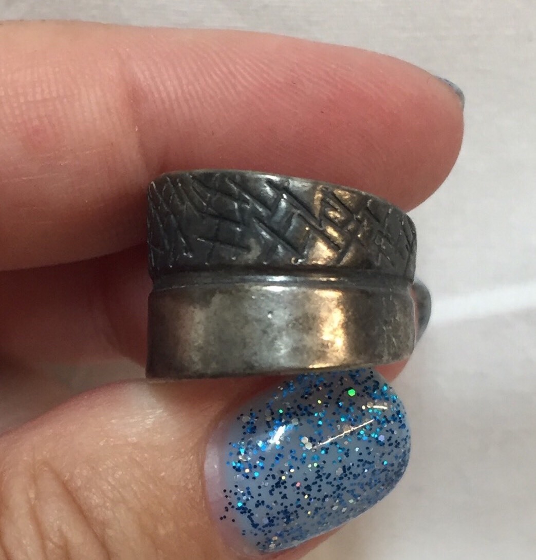 Antique Sterling Silver Ring Marked 925 Solid Band No Stone Hash Marks Jewelry