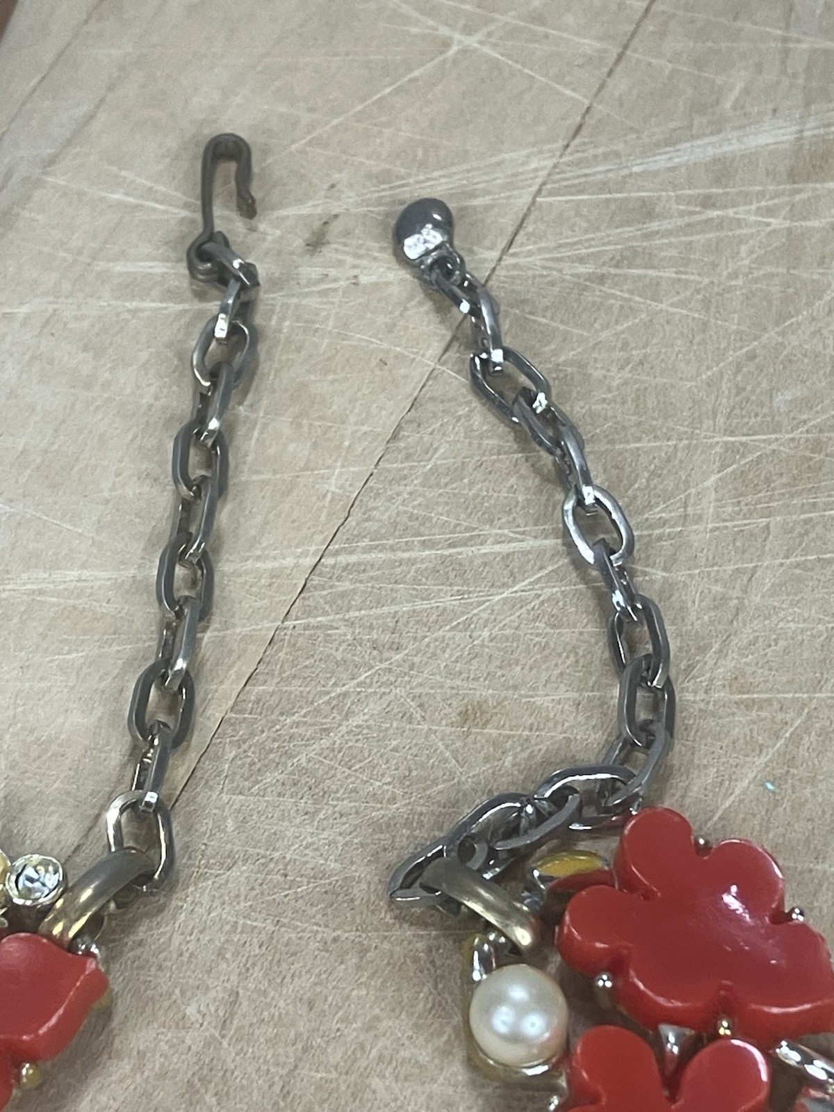 Vintage Red Posey Flower Statement Necklace