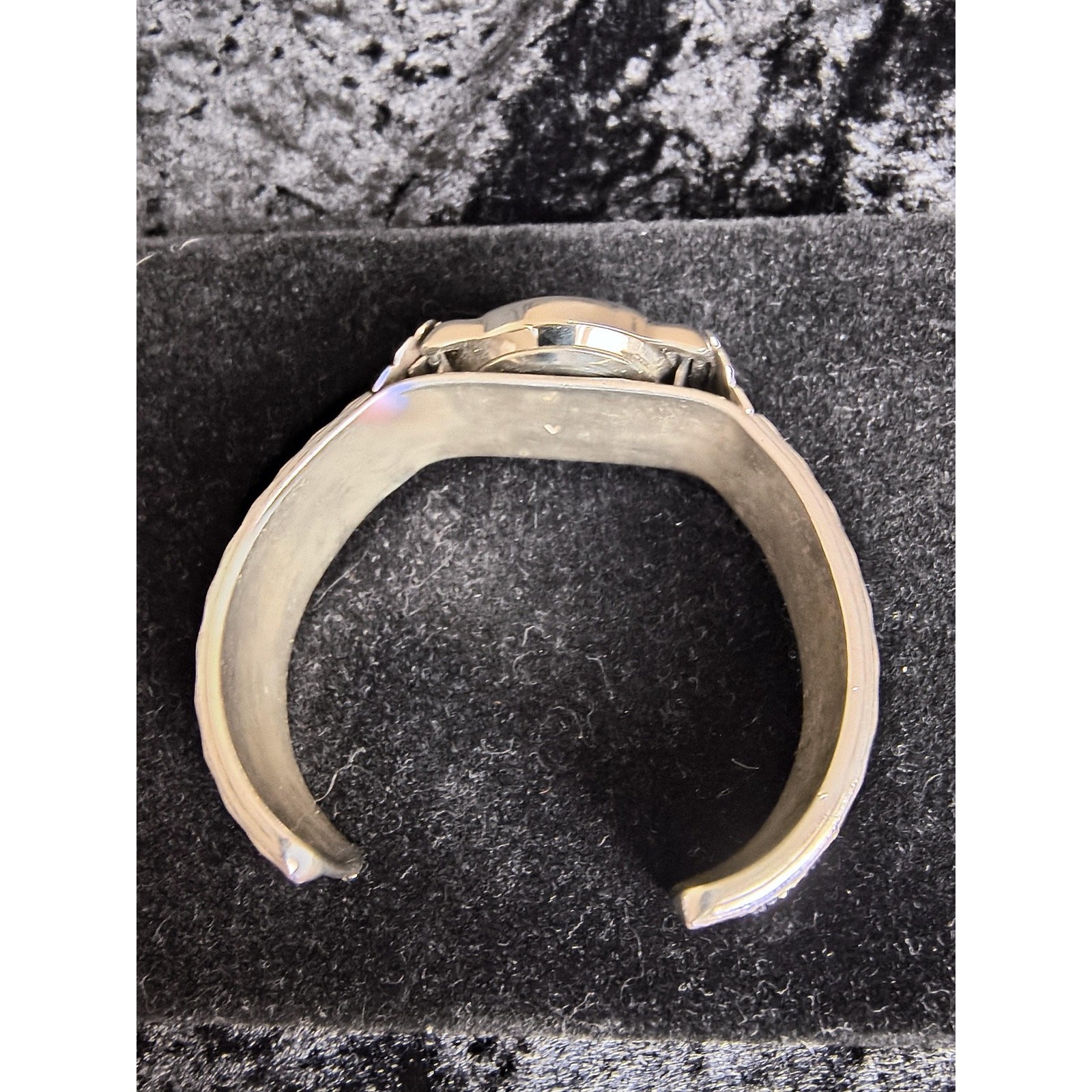 Sterling Silver Southwest Watch Cuff, Black Onyx Accent, Legacy Face, Signed V