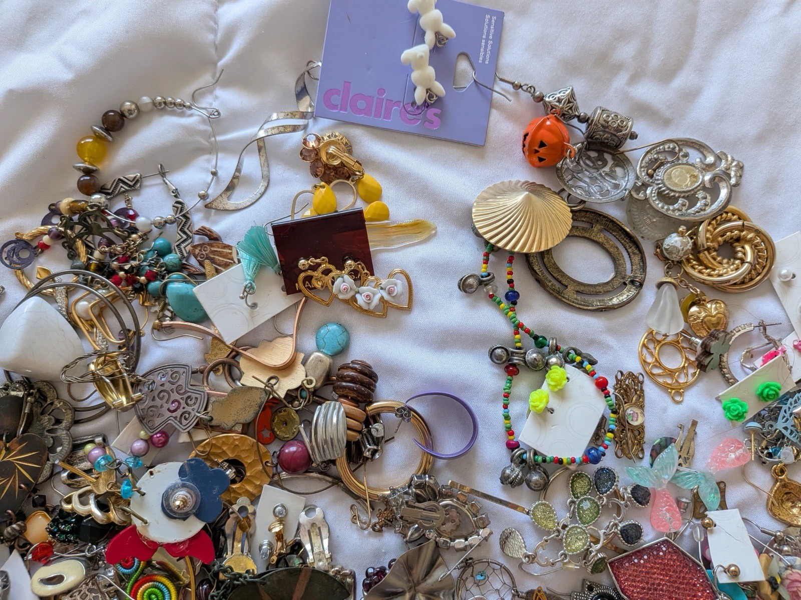 Craft Earrings Lot, 1 lb., mismatched.