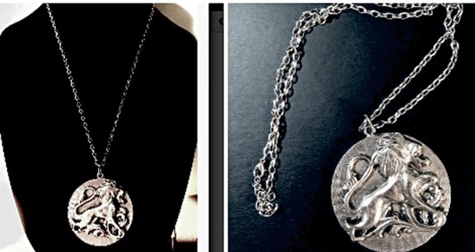 Silver Lion Leo Necklace Medallion Gothic Zodiac Pendant 30” Chain Cosplay Vtg