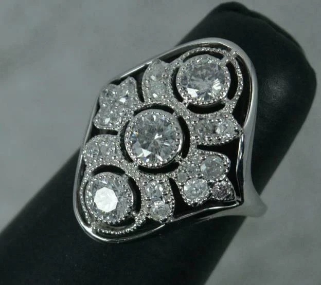 2Ct Art Deco Style Created Diamond Anniversary Engagement 14K White Gold FN Ring
