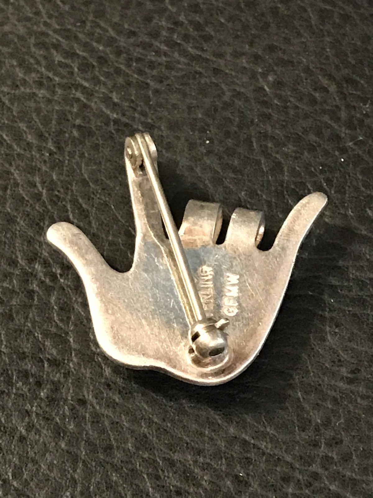 Vtg Sterling Silver GREAT FALLS METAL WORKS I Love You Hand Sign Language Pin