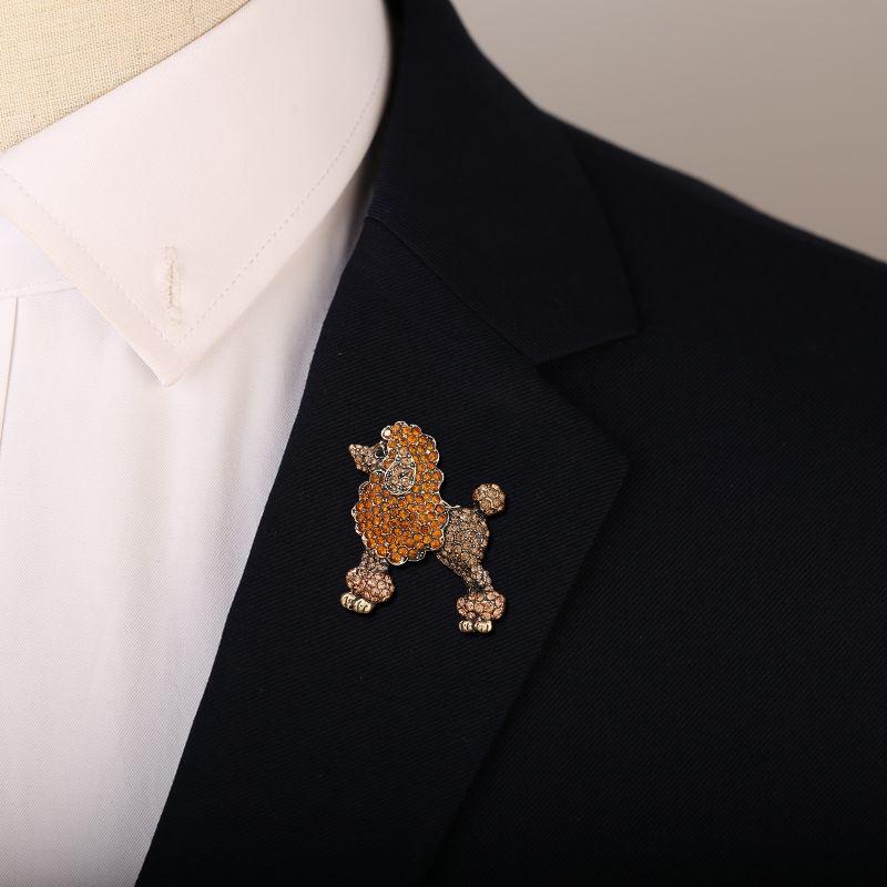 2-color Sparkling Rhinestone Poodle Dog Brooches Women Animal Party Brooch Pins