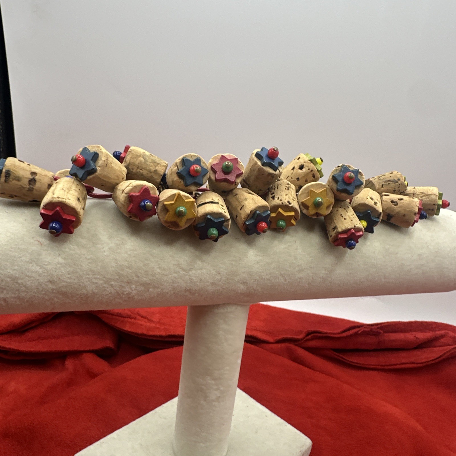 Exclusive Depression Era Cork and Multicolored Bakelite Bracelet. See pics.