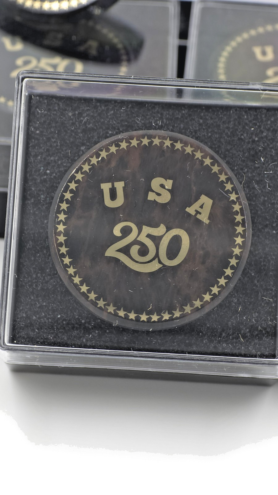 USA 250th Anniversary Obsidian Stone Commemorative Pin Badge 1.2″Limited Edition