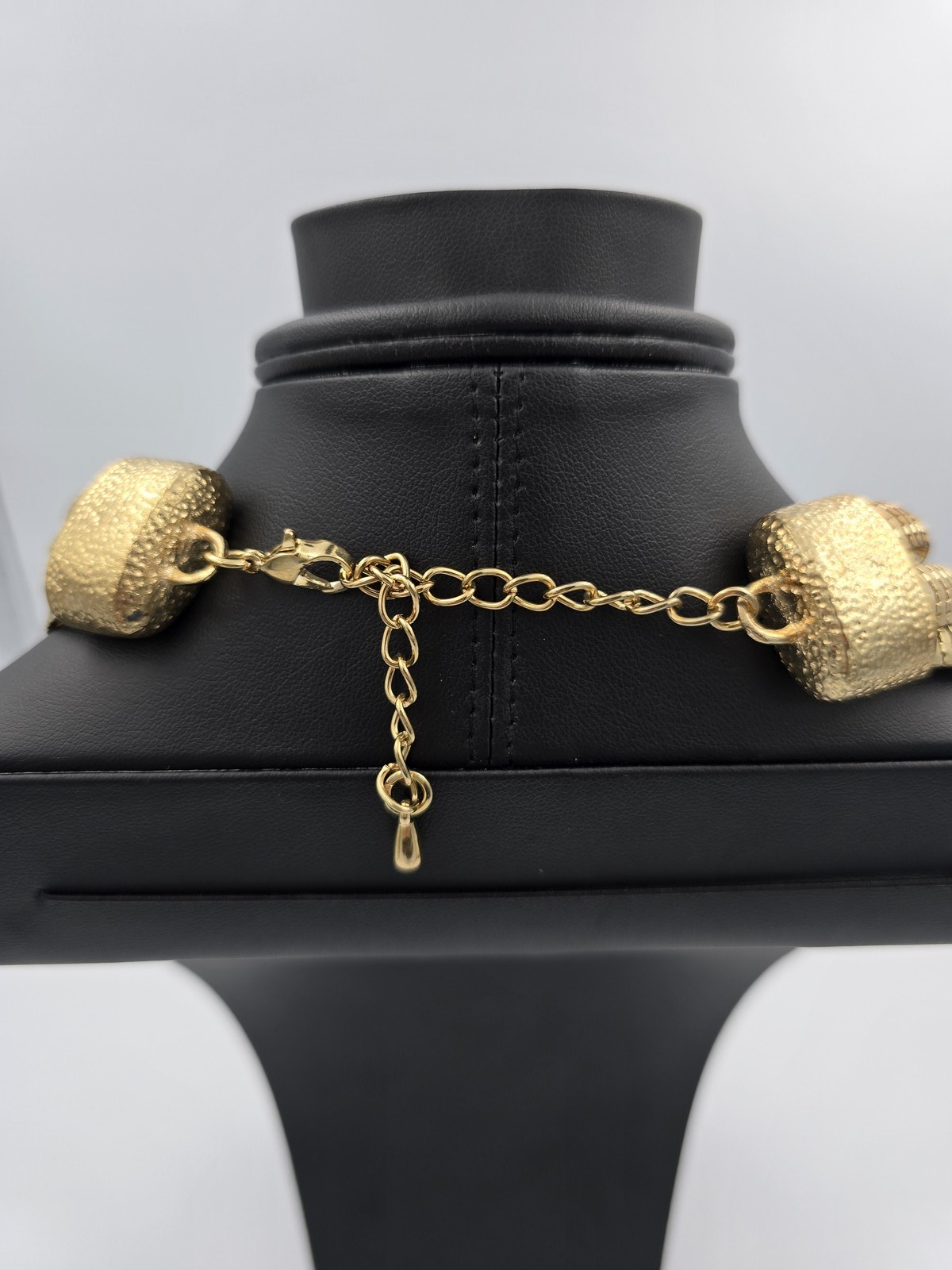 Vintage Multi-Strand Gold Tone Box Link Snake Chain Statement Necklace