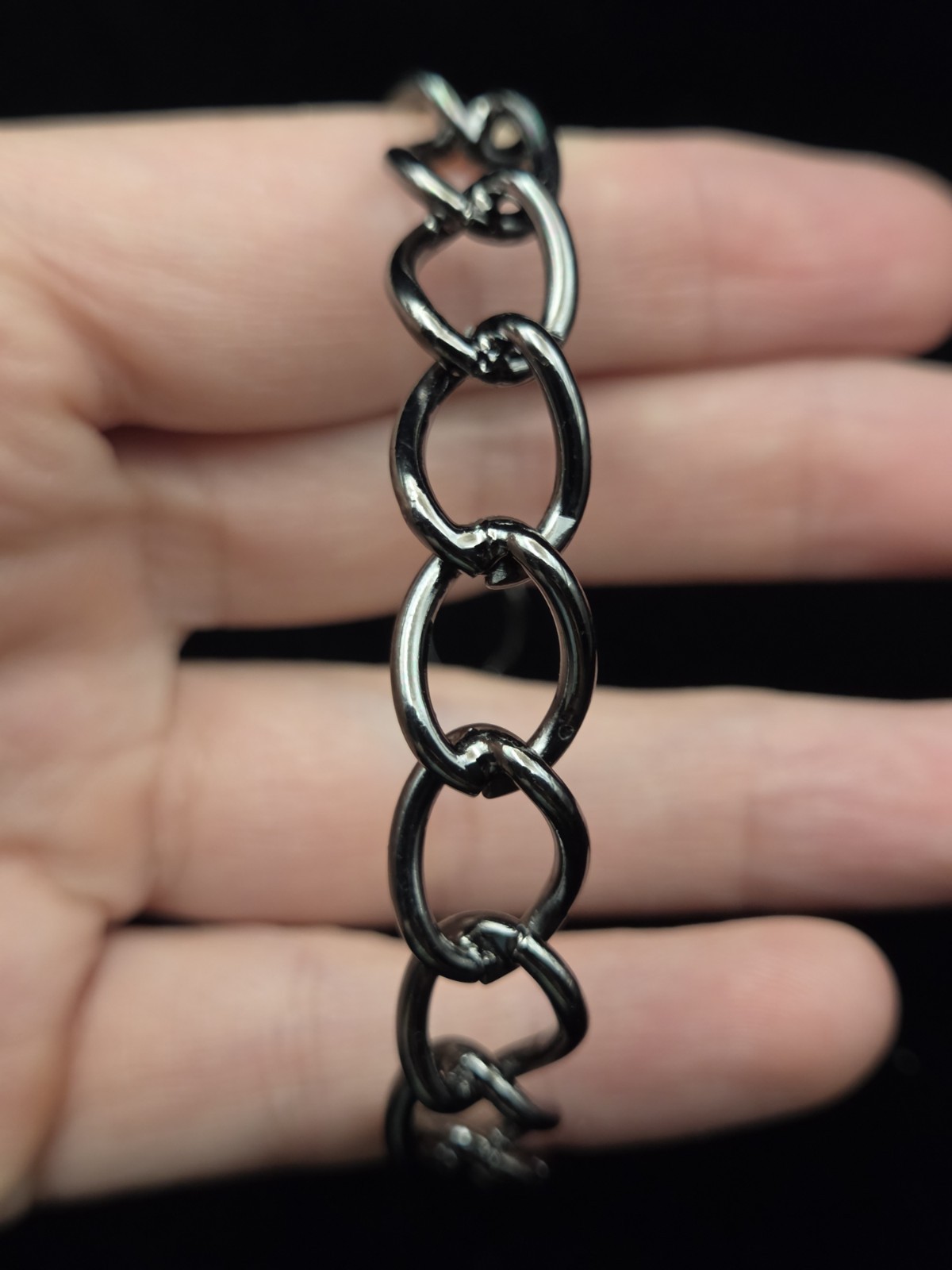 Vintage Stainless Steel Chain Link Cuff Bracelet Silver Tone Heavy Punk