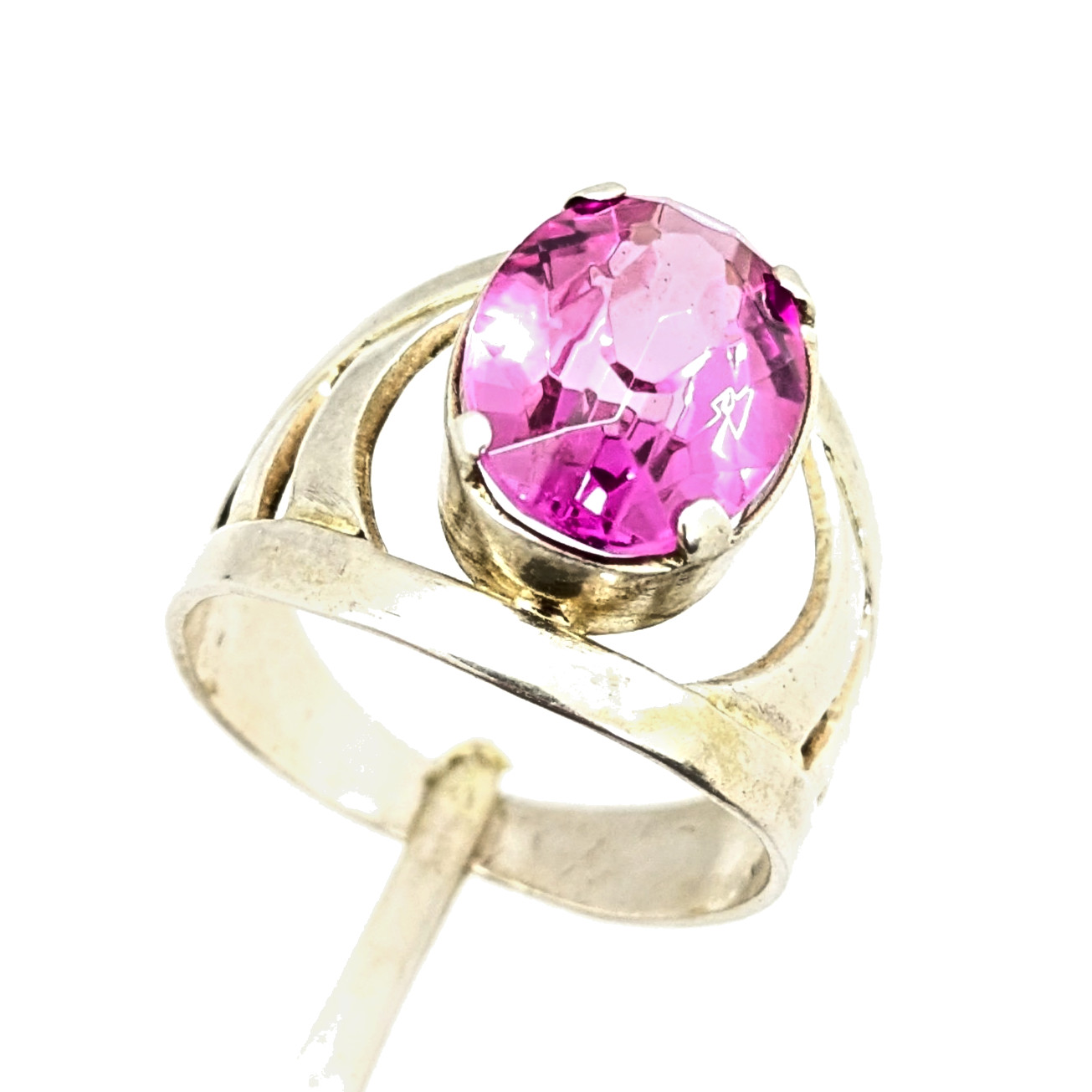 Vintage Luxury Soviet RING Silver⭐️875 with Big Bright Ruby -10.5US (20mm) | #77