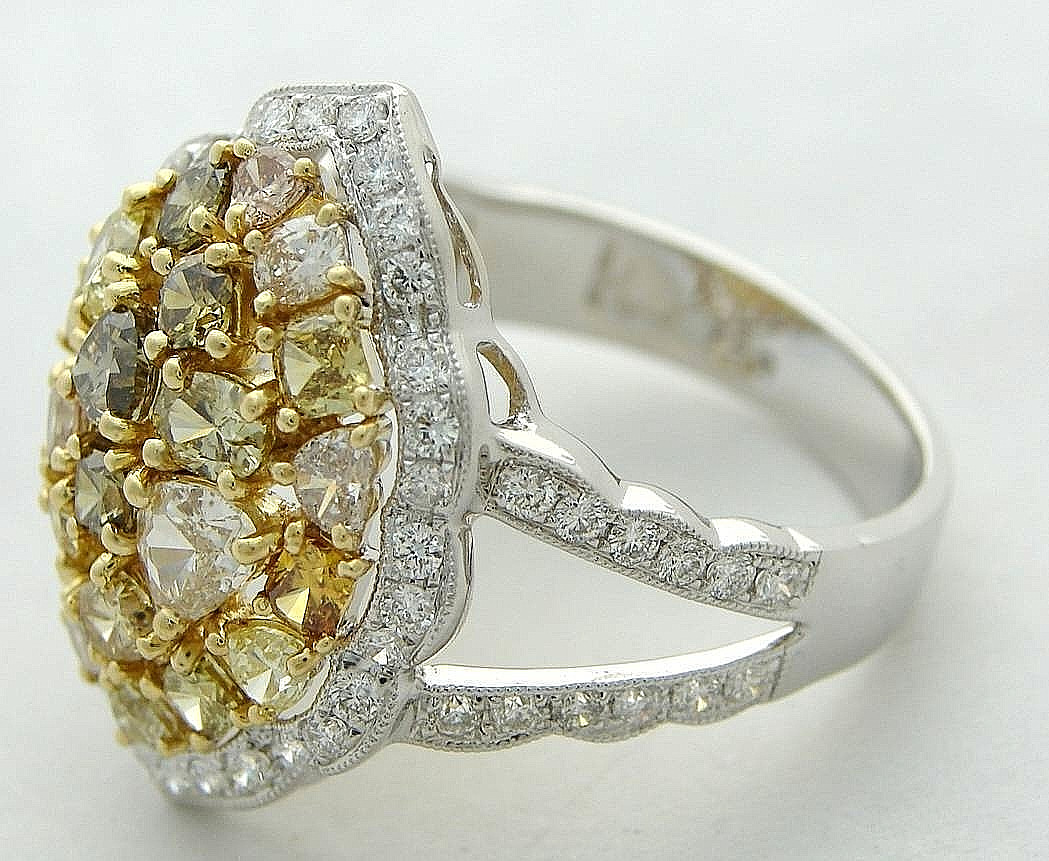DIAMOND FANCY COLOR CLUSTER RING CERTIFIED NATURAL EARTH MINED DESIGNER $22,750