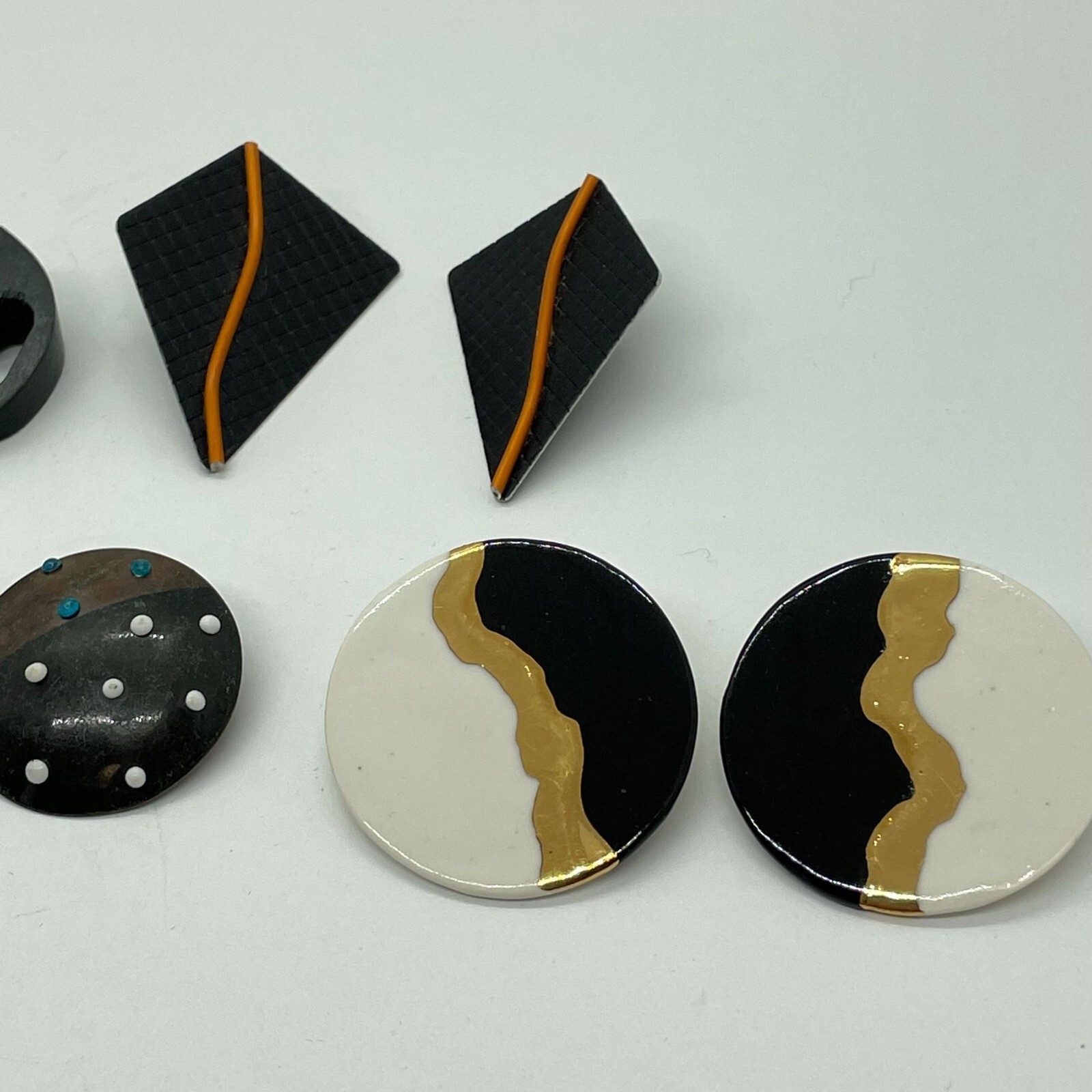 Lot of (6) Various Retro Mod 80’s Mix Shape & Material Post Earrings