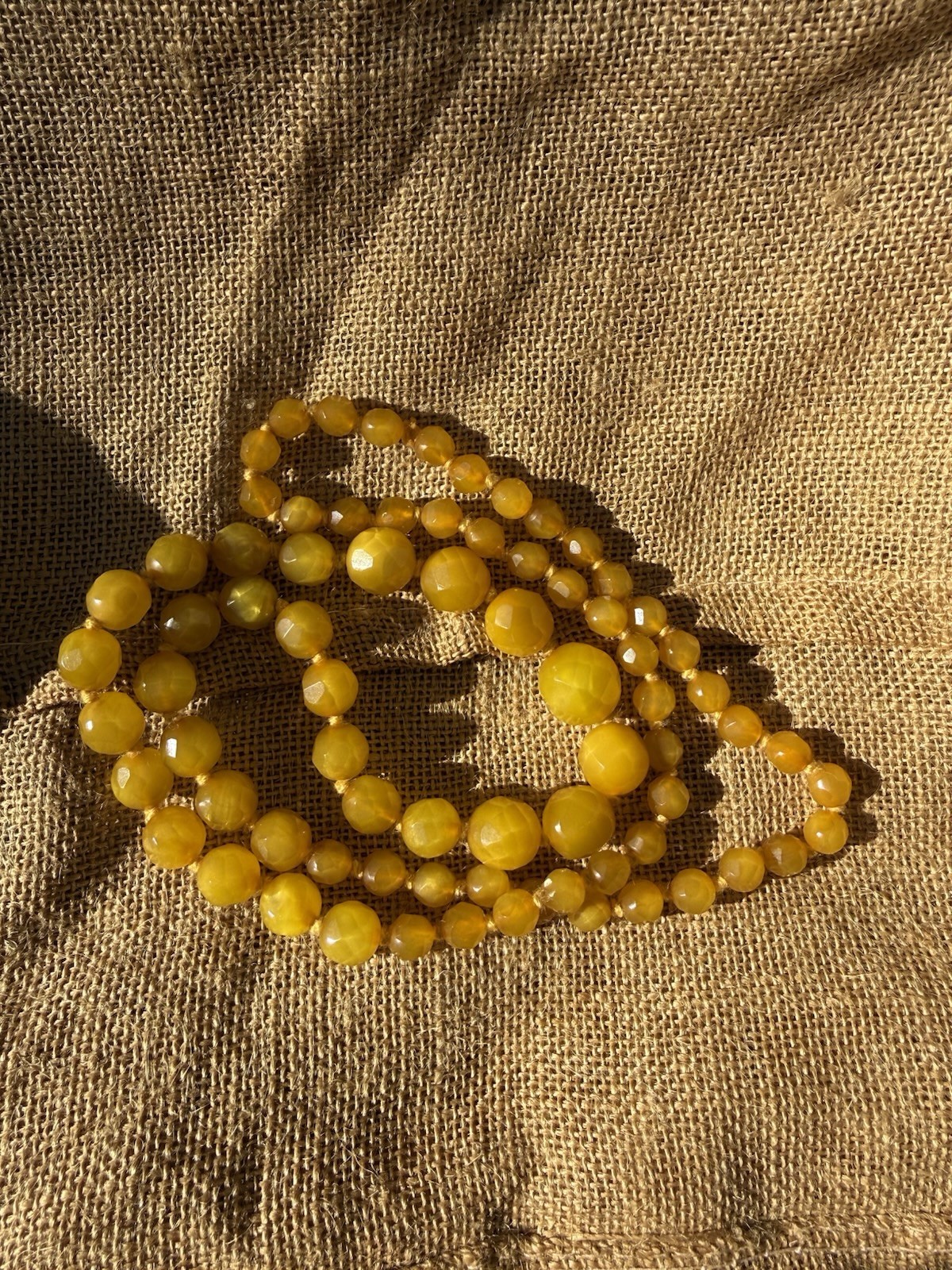 Vintage Butterscotch Honey Catalin Necklace GRADUATED FACETED Beads 35″ 63g