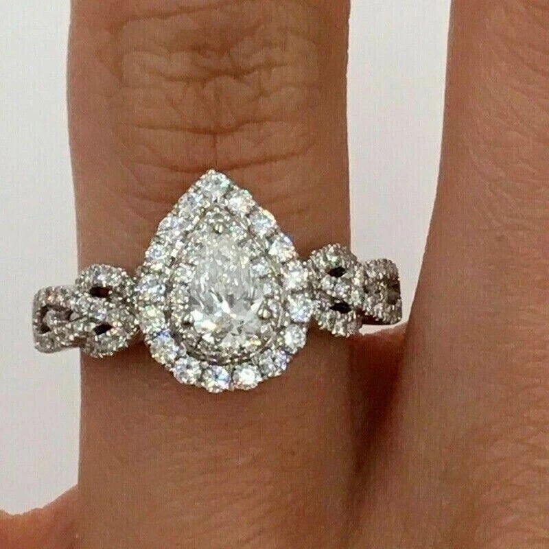 2.77Ct Art Deco style Lab Created Diamond Anniversary 14K White Gold Finish Ring