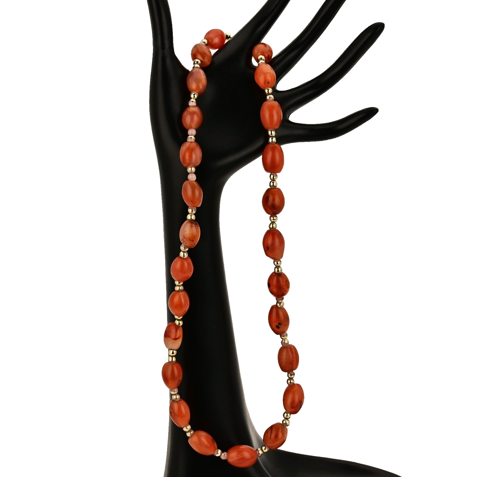 Vintage Original Design Sulaimani Agate Carnelian Bead Gemstone Estate Necklace