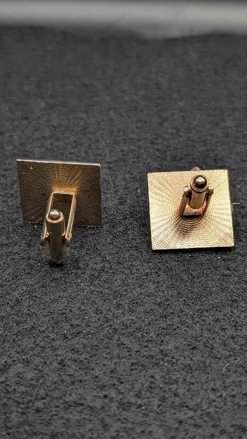 Vintage Gold Tone Square Goldstone Cufflinks