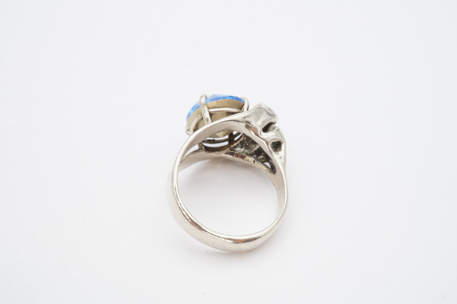 Vintage Sterling Silver 925 Blue Glass Stone Ring Size 9.25 Signed Zuman