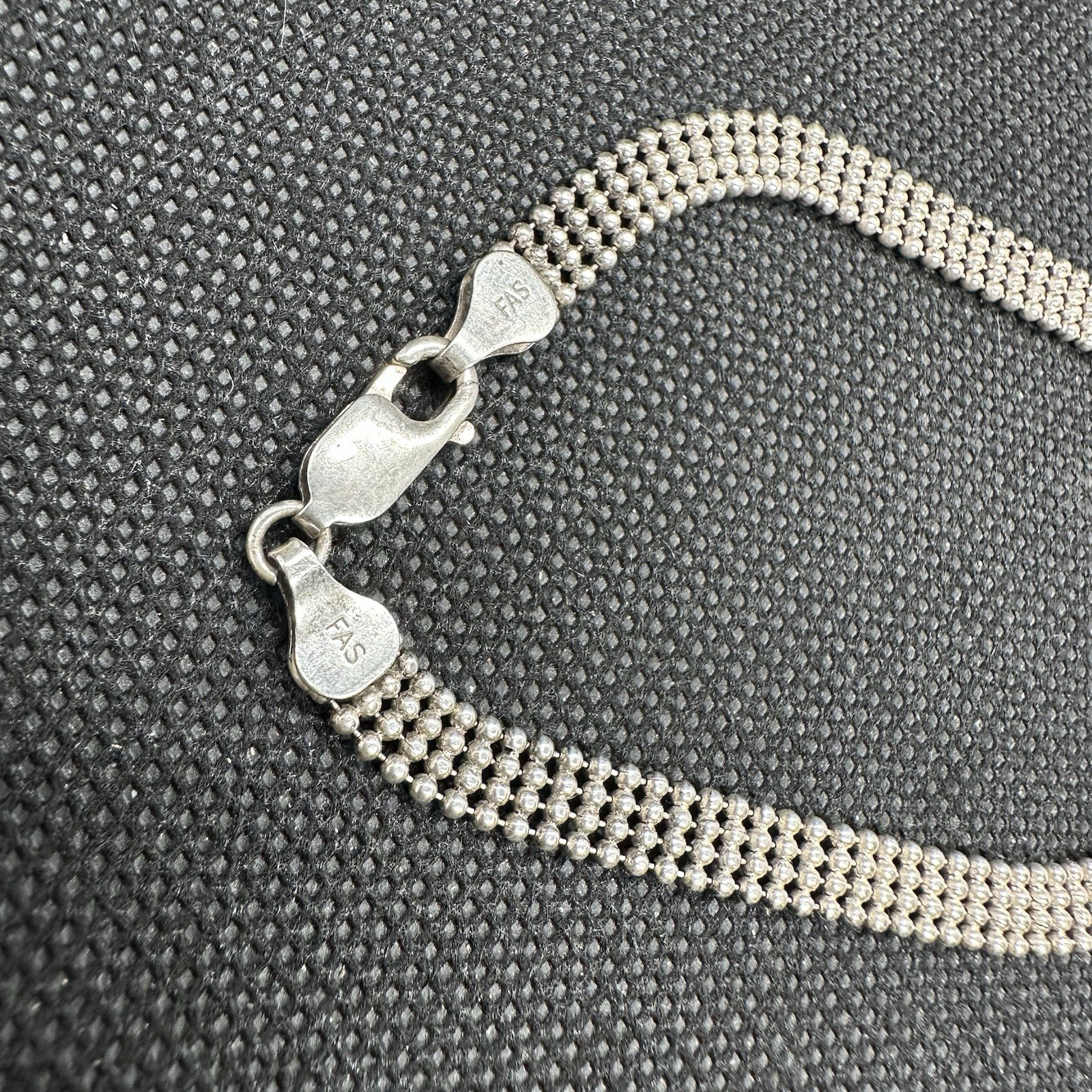 925 Sterling Silver Italy Micro Beaded Mesh Bead Chain Bracelet 8″ 6g Vintage