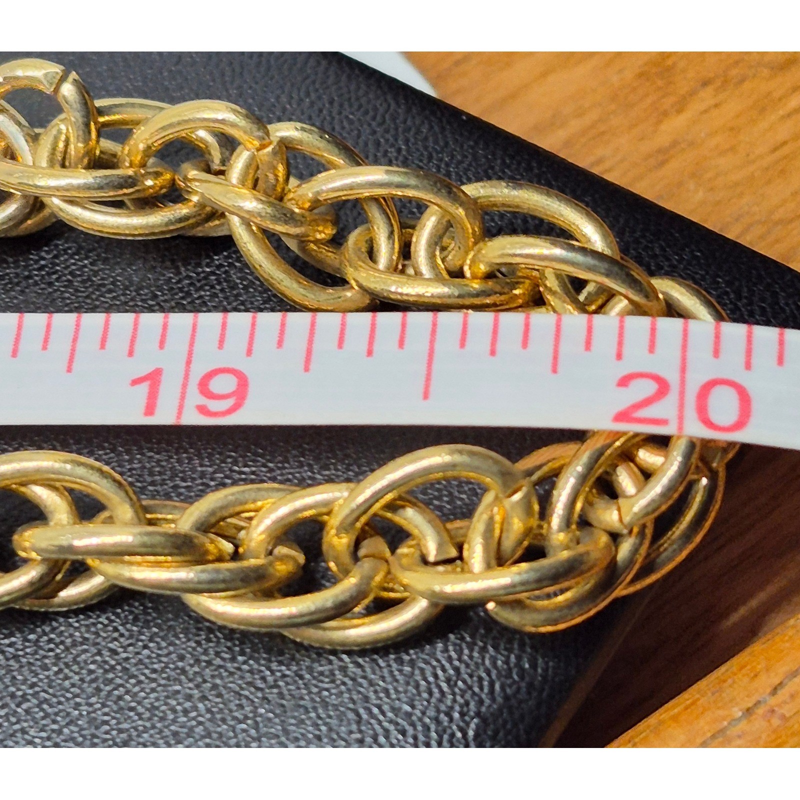 Vintage Necklace Gold Tone Single Long Link Chain Chunky Statement 40″