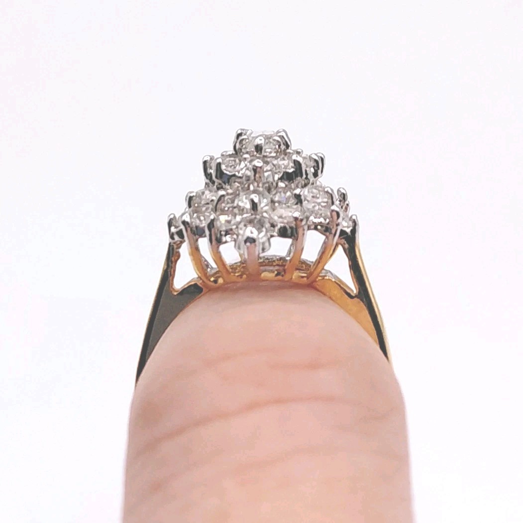 Vintage 18K GE Costume Cocktail Statement Ring CZ Size 6