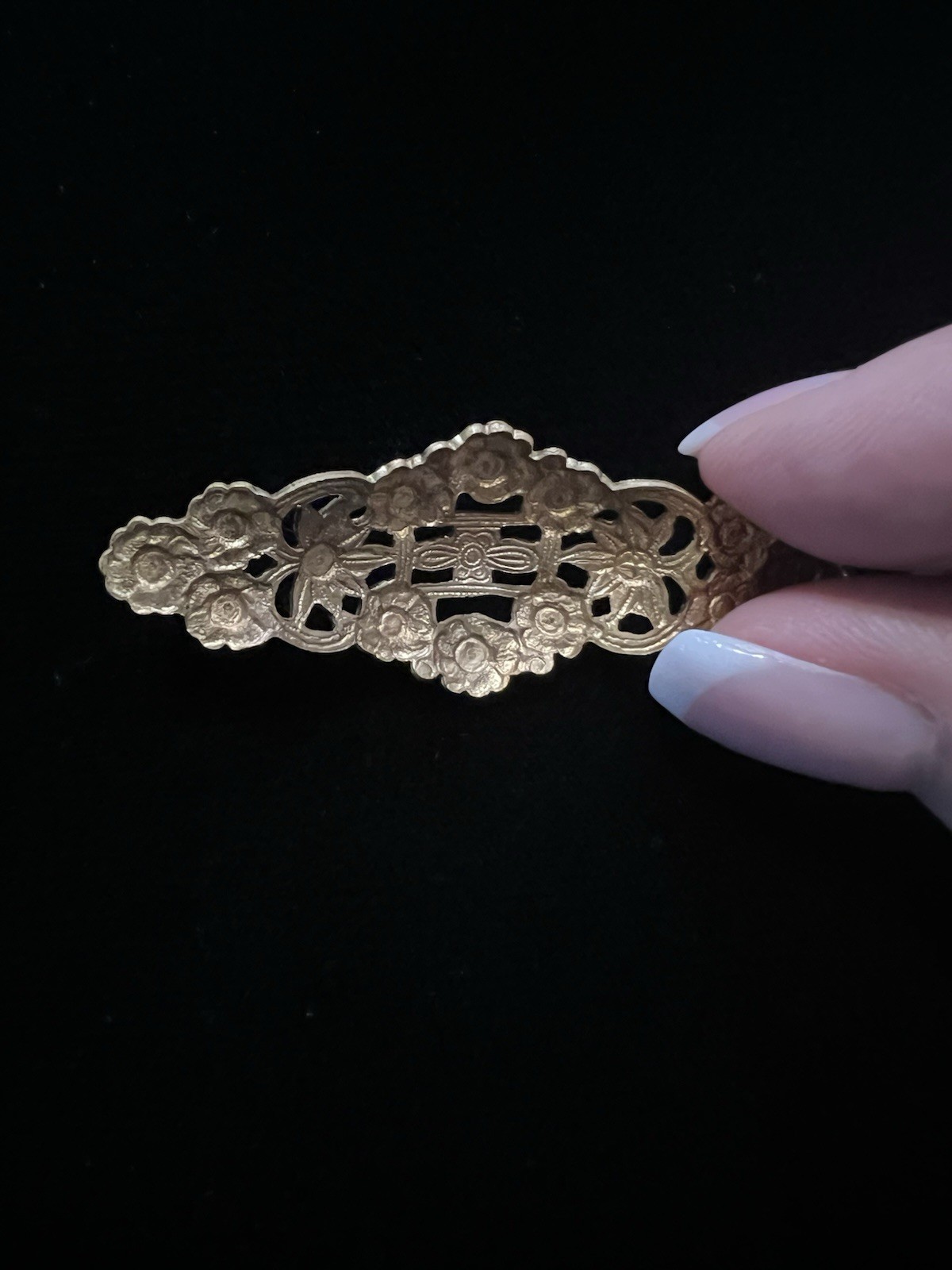 Vintage Floral Brass Stamping for Brooch/Pin/ Barrette Jewelry Making NOS