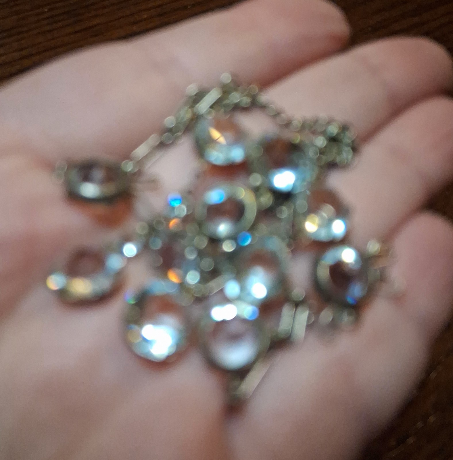 Antique Art Deco Sterling Rock Crystal(?) Necklace 19″ INCOMPLETE See Pics/Desc