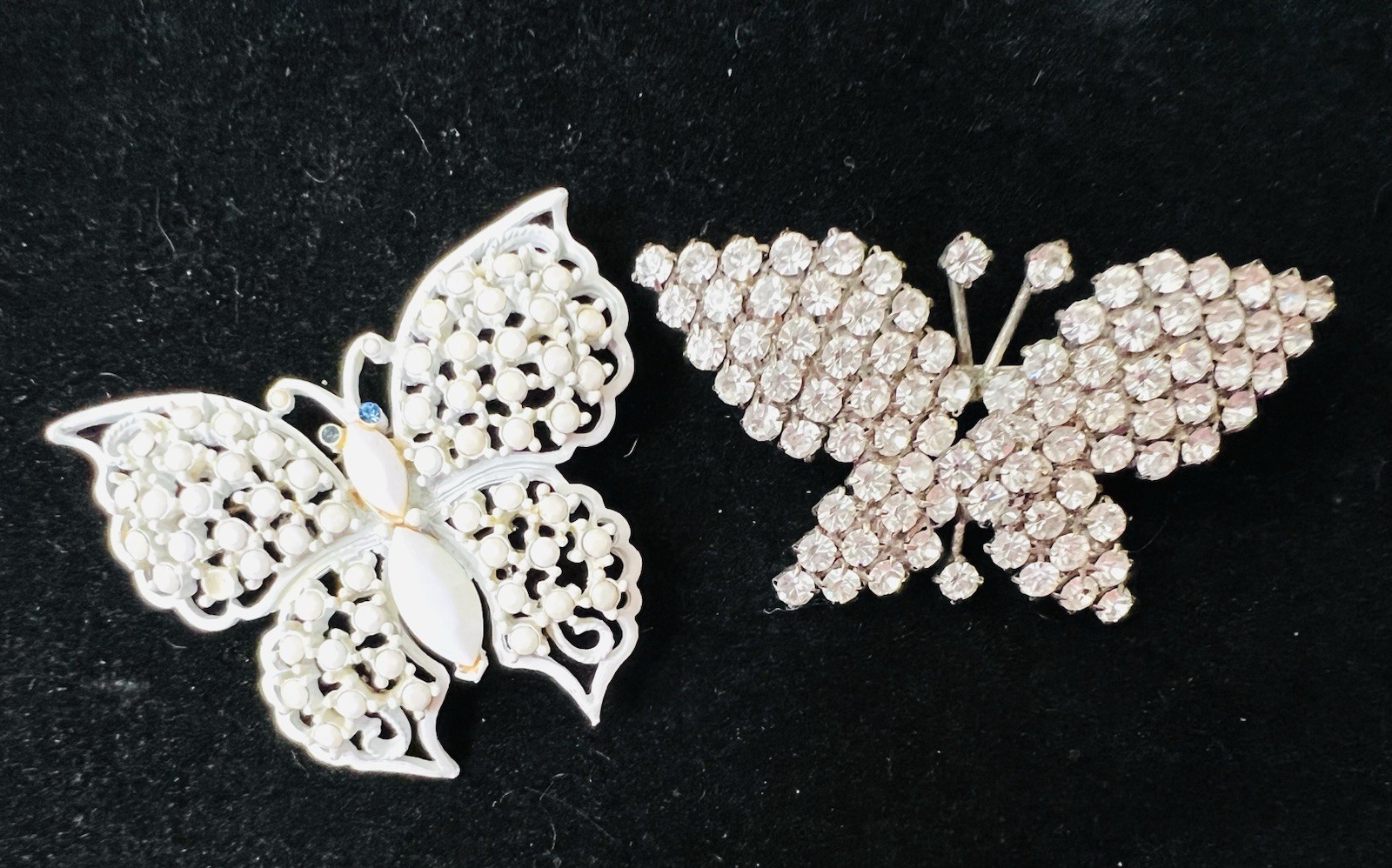 Lot 65 Vtg BUTTERFLY BROOCH Rhinestone Enamel 925 800 Silver GF Monet Trifari