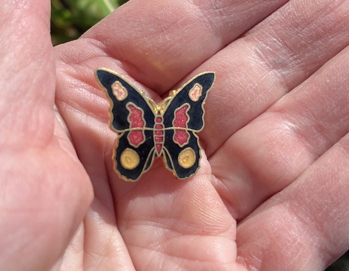 2 Vtg Enameled BUTTERFLY Pins Colorful Butterflies Costume Jewelry Insect Theme