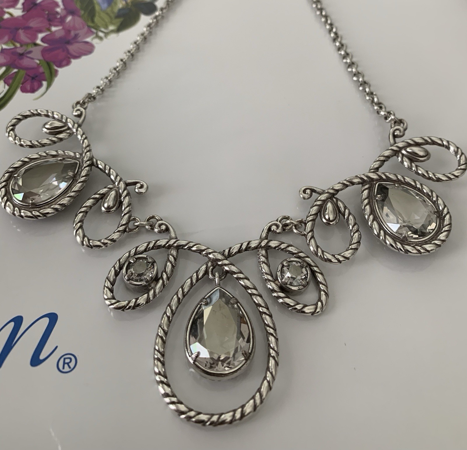 STUNNING Vintage Brighton “TIMEPIECE” CRYSTAL Choker, Adjustable, Original Case