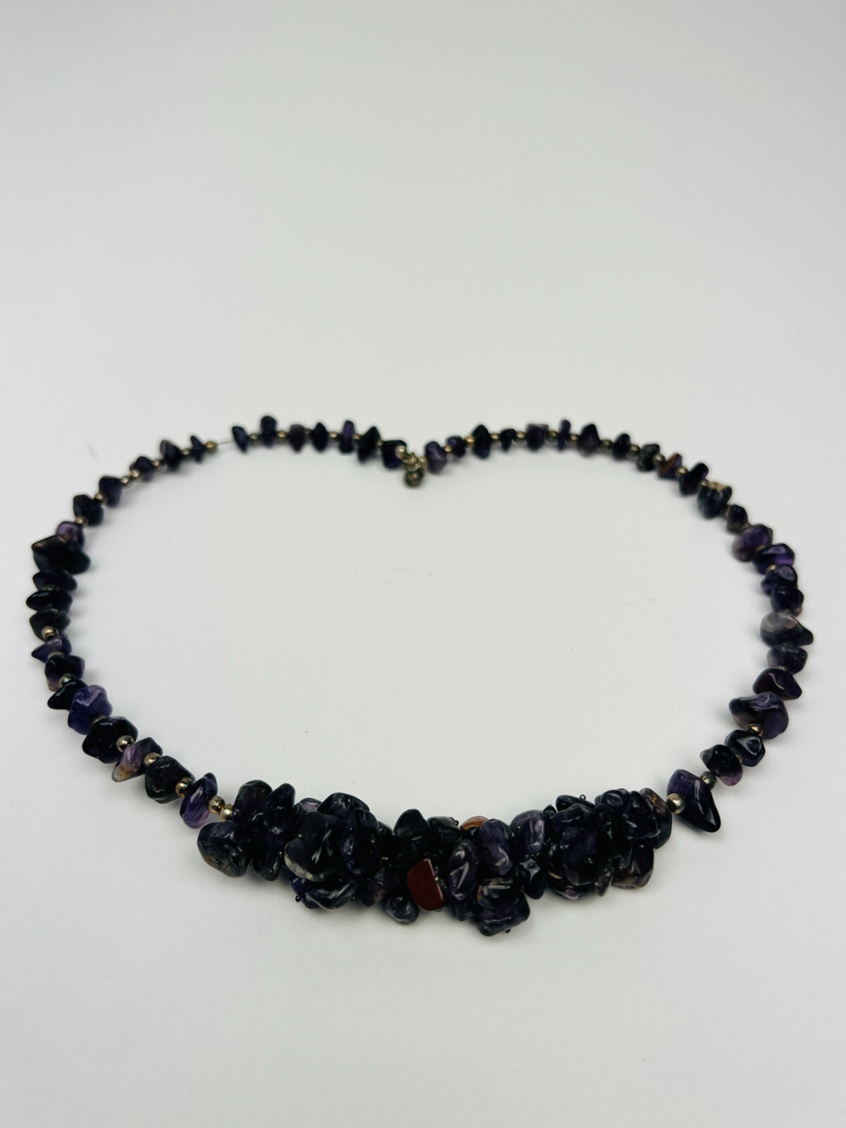 Vintage Amethyst Gemstone Beaded Wired Cluster Necklace Choker