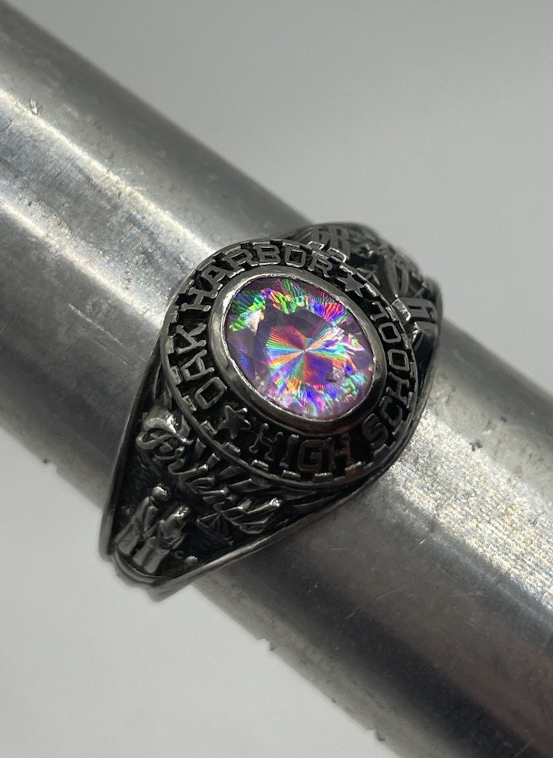 Balfour Celestrium 1984 Oak Harbor HS Class Ring Iridescent Stone Sz 9.5 Women’s