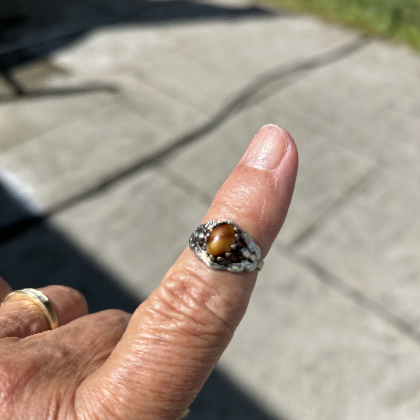 Tiger Eye Gemstone Ring Sterling Silver Ring~Designer Sz 6 Jewelry-Gift For Her