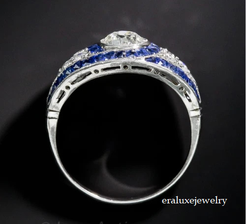 2.55Ct Art Deco Style Lab Created Diamond Engagement 14K White Gold Finish Ring