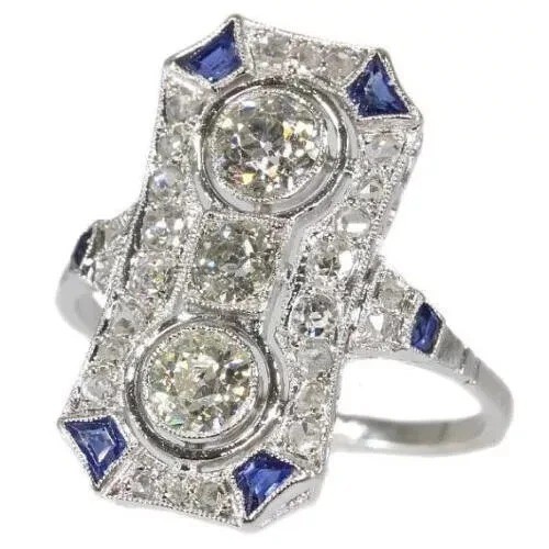 4.55Ct Art Deco Style Lab Created Diamond Engagement 14K White Gold Finish Ring