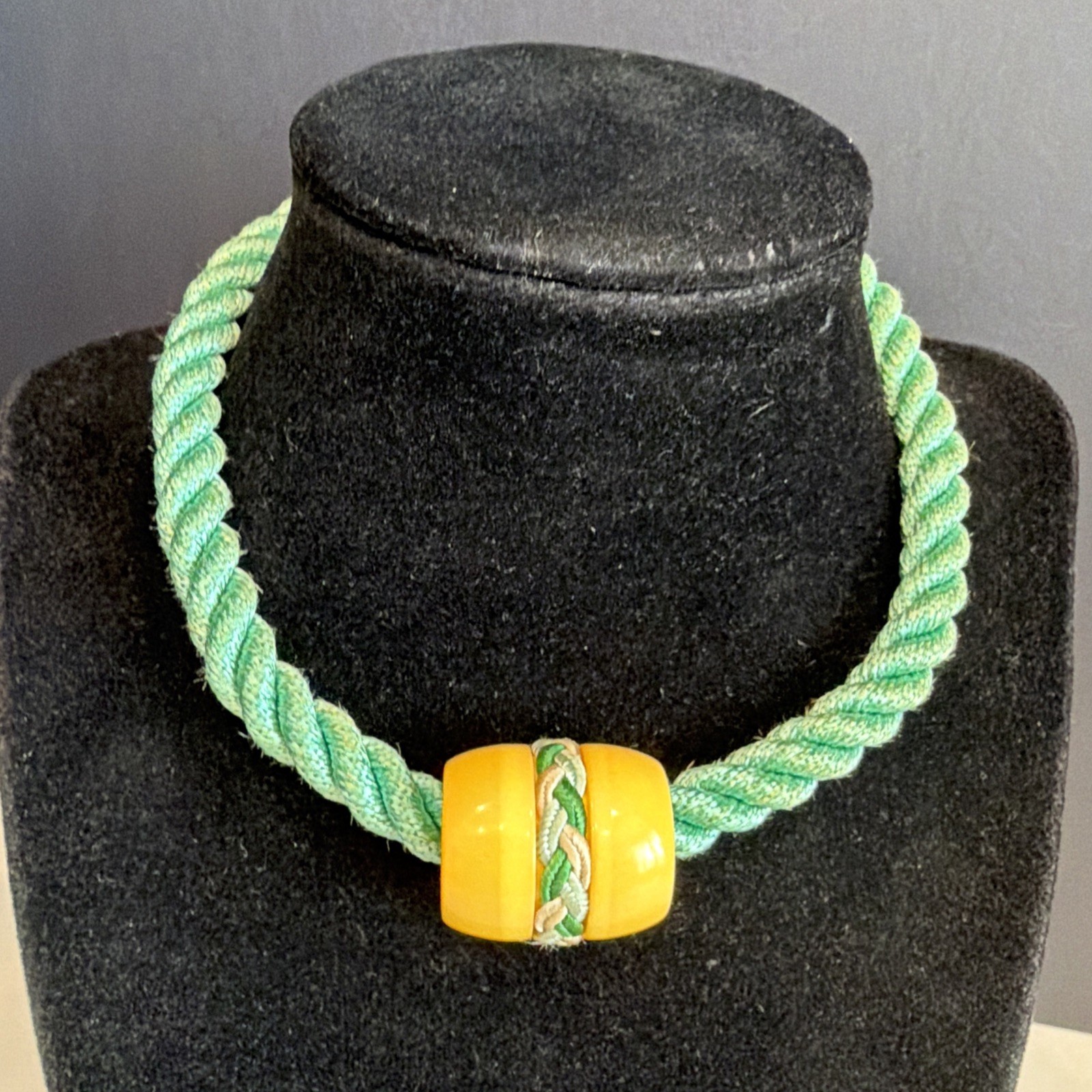 Vintage Butterscotch Bakelite Enhanced Threaded Cuff Bangle & Rope Bracelet Set