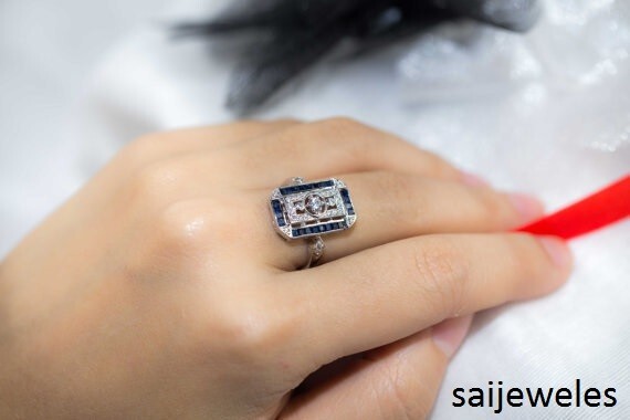 1.60CT Round Lab-Created Diamond Art Deco Vintage Wedding Ring 14K White Gold FN