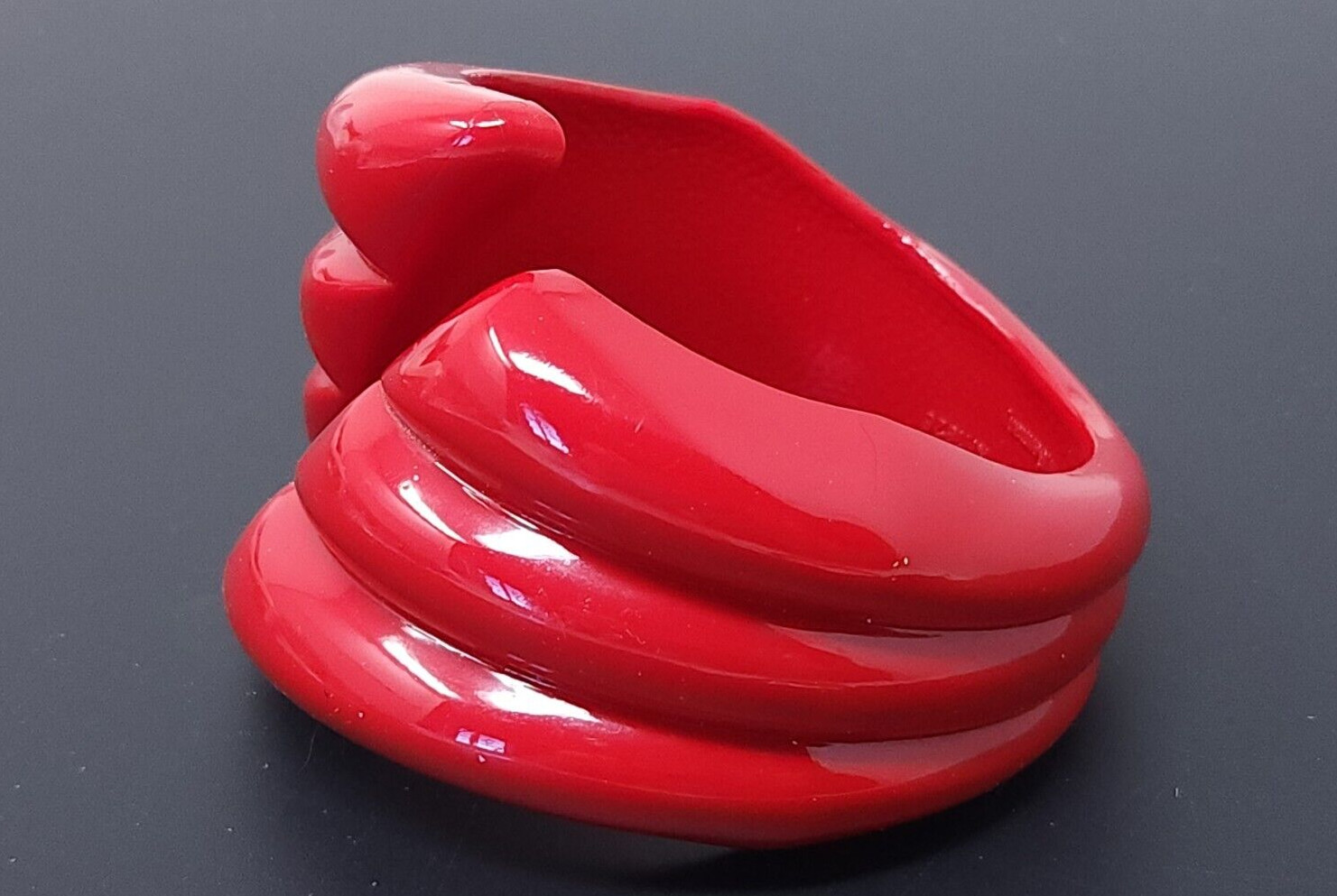 Vintage JO Designs W. Germany Red Acrylic Resin Bangle Bracelet