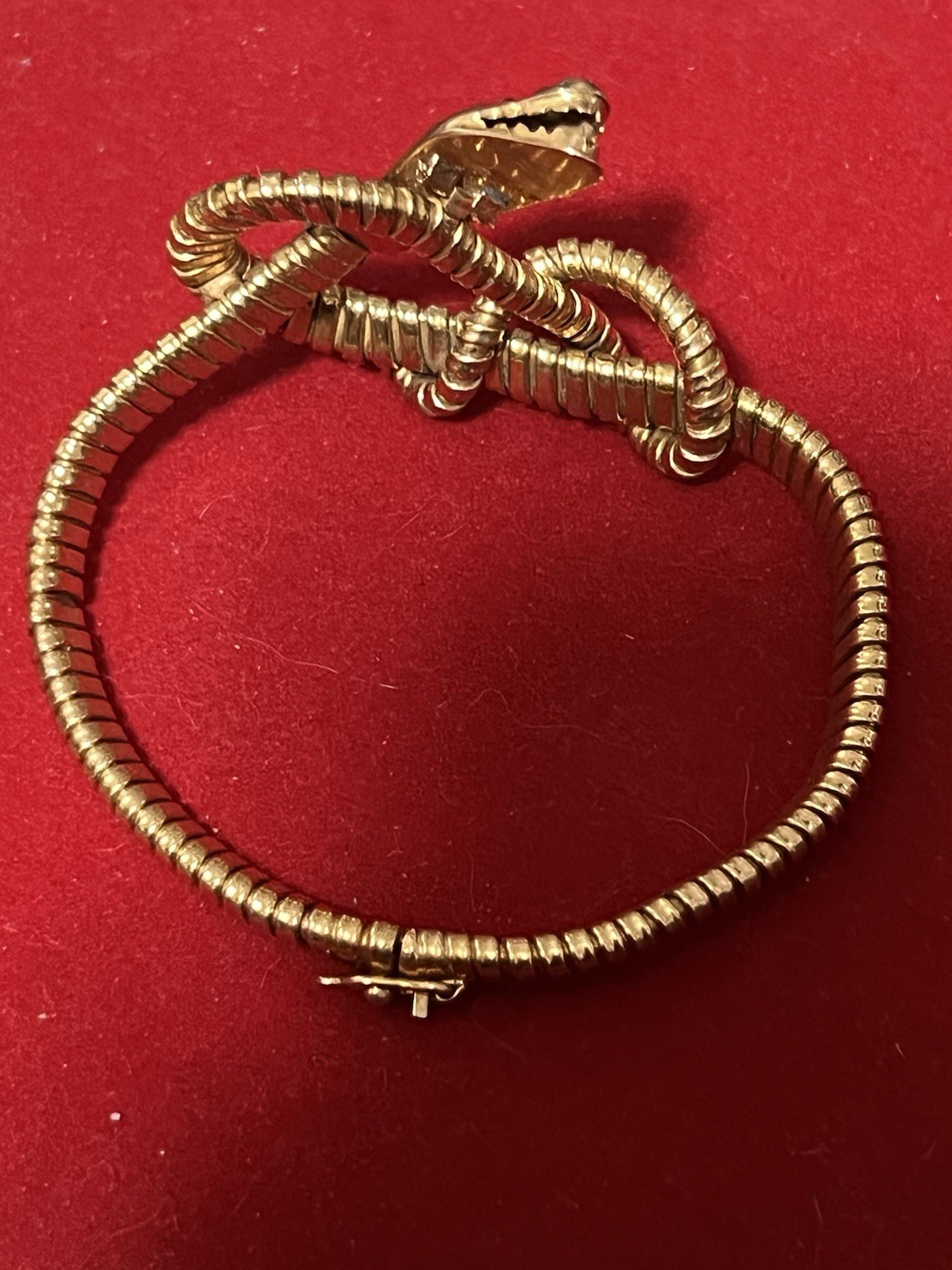 ANTIQUE 14K GOLD COILED SNAKE BRACELET Very Good Cond 23.2 g. Signed B/O