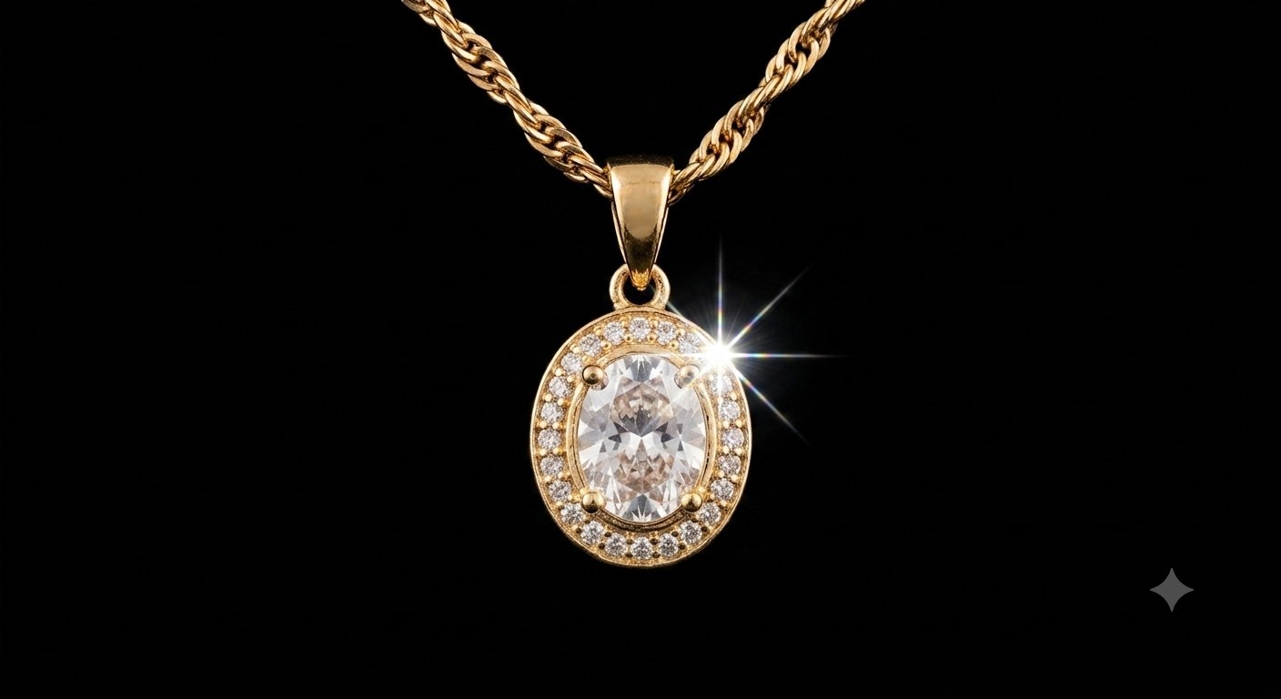 VINTAGE 1970s NAPIER GOLDTONE CHAIN WITH SPARKLE PENDANT