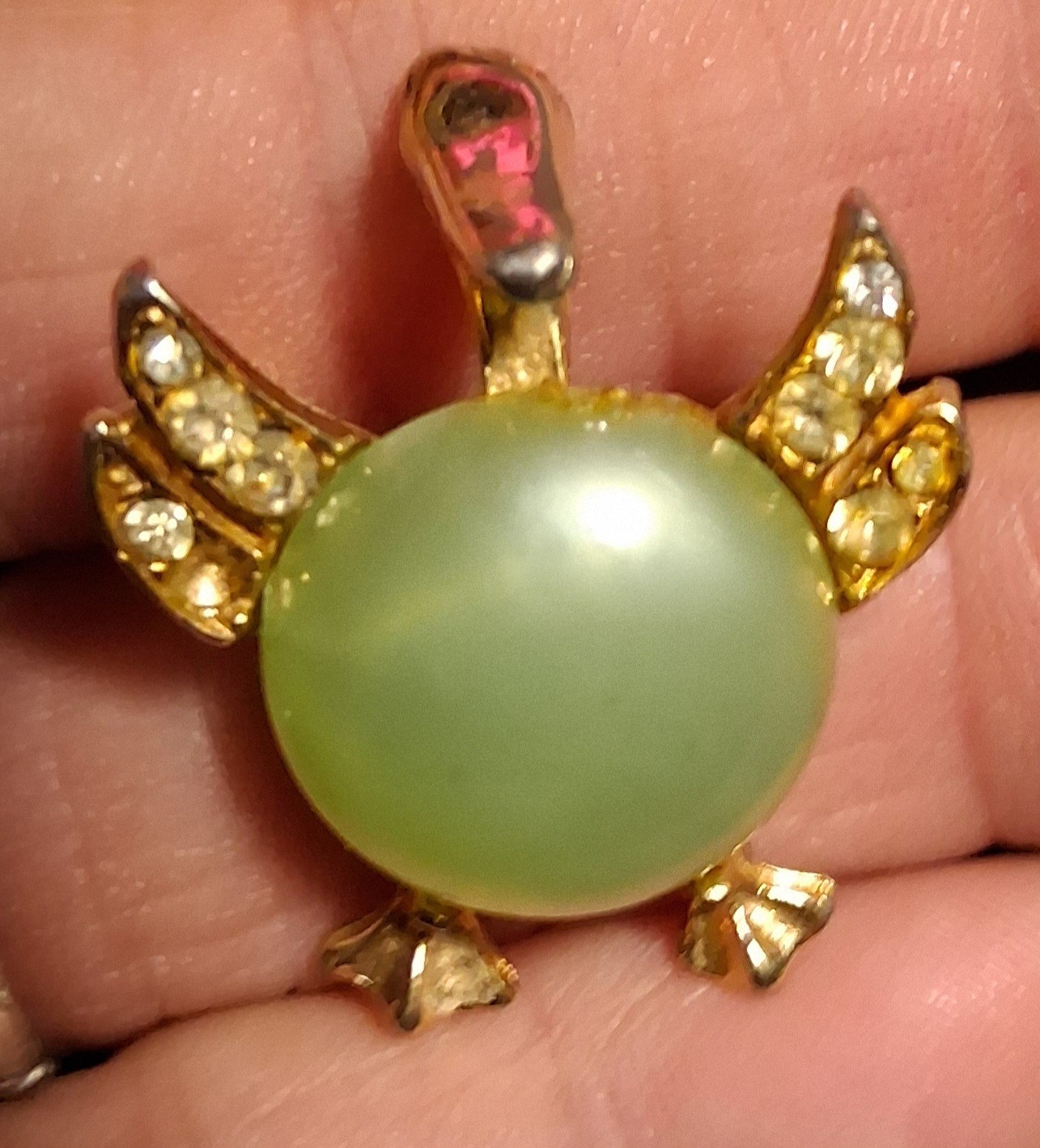 Unsigned Jelly Belly-Type Bird 1-1/4″ Brooch/Pins. See Pics & Description.