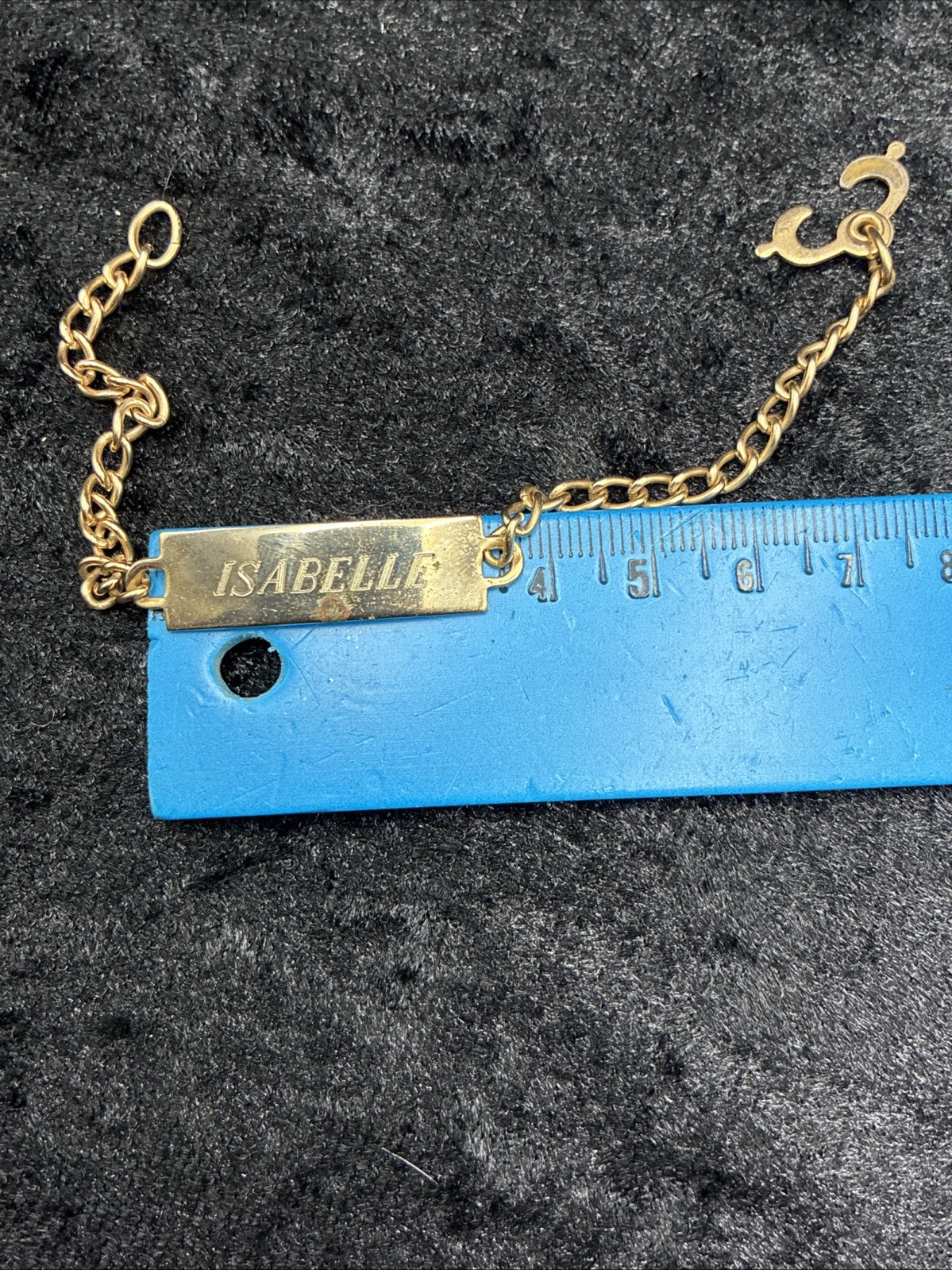 Vintage ID Bracelet Engraved “Isabelle” Gold Tone 6.5” Plz Read