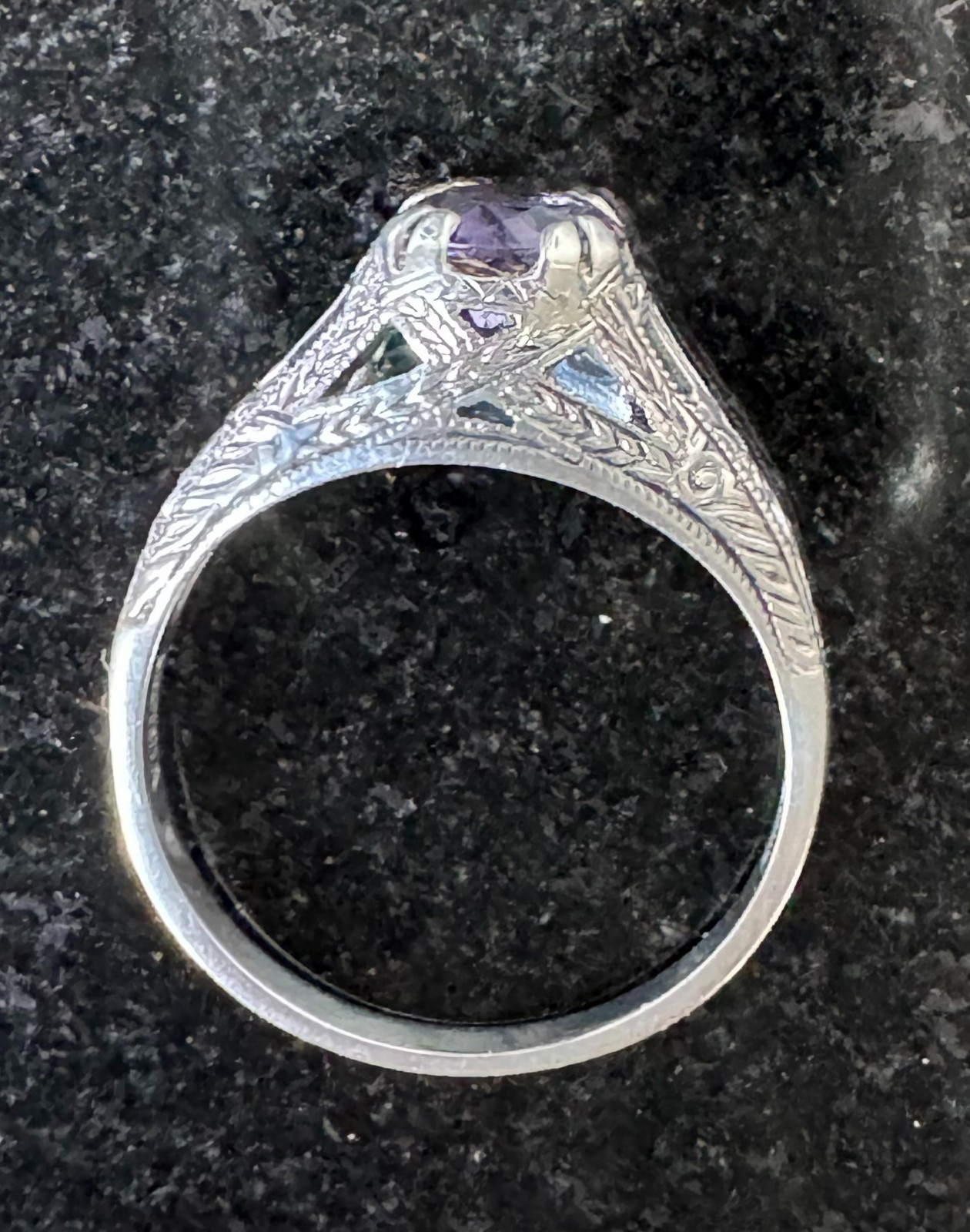 Vintage Sterling Silver 925 Ring Lavender Stone Size 6.75