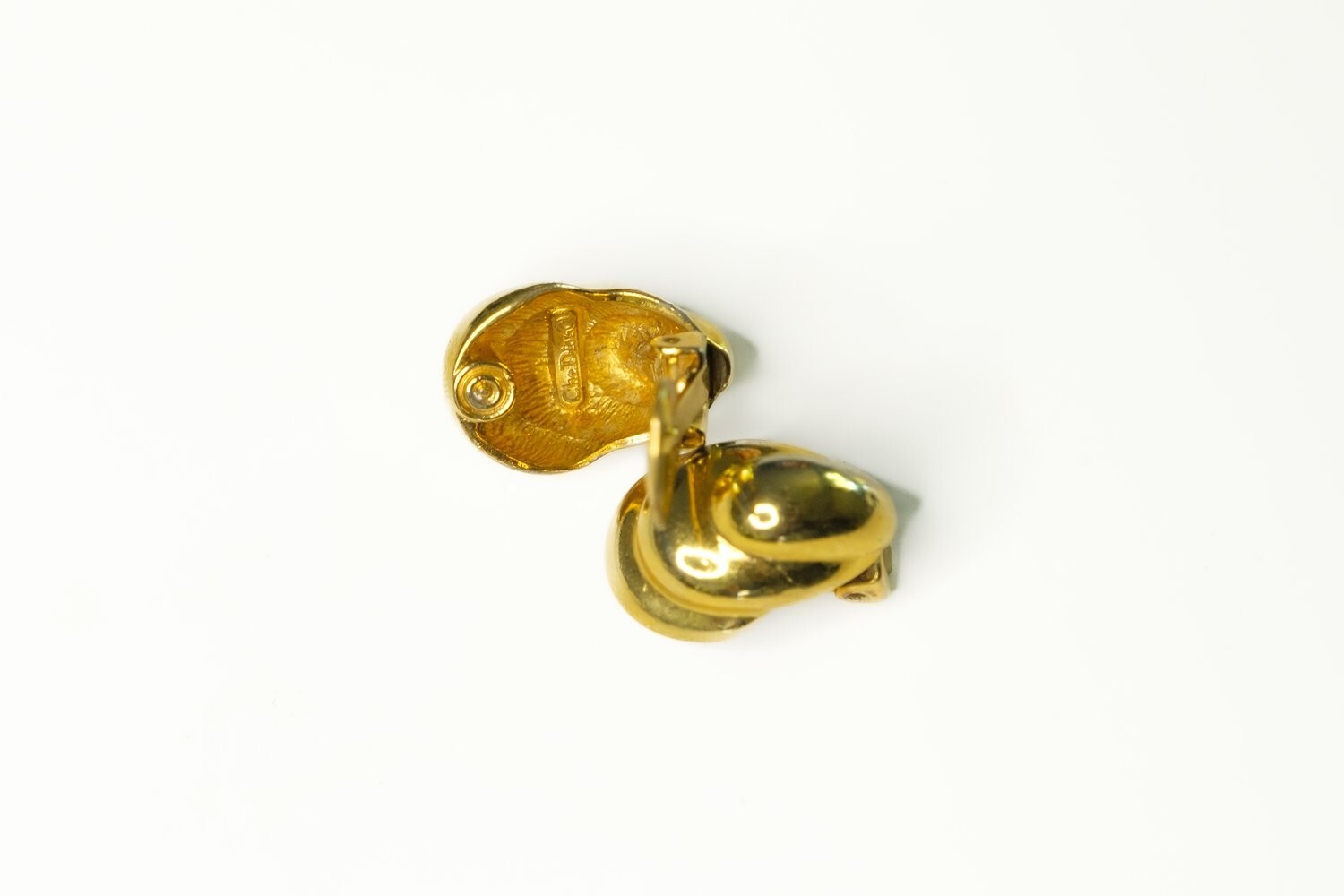 Dior Women’s Gold Tone Modernist Curved Clip-on Earrings