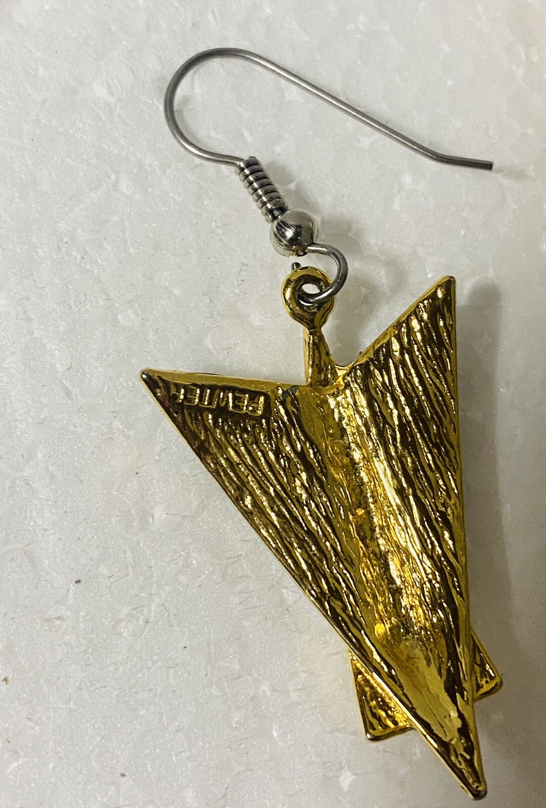 Green Gold Enamel Drop Dangle Wire Earrings VTG