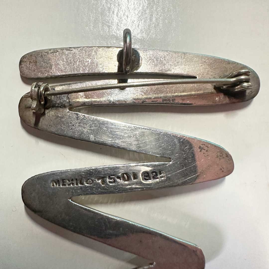 26g 1980s Taxco Mexico 925 Sterling Silver Modernist Zigzag Design with Chain