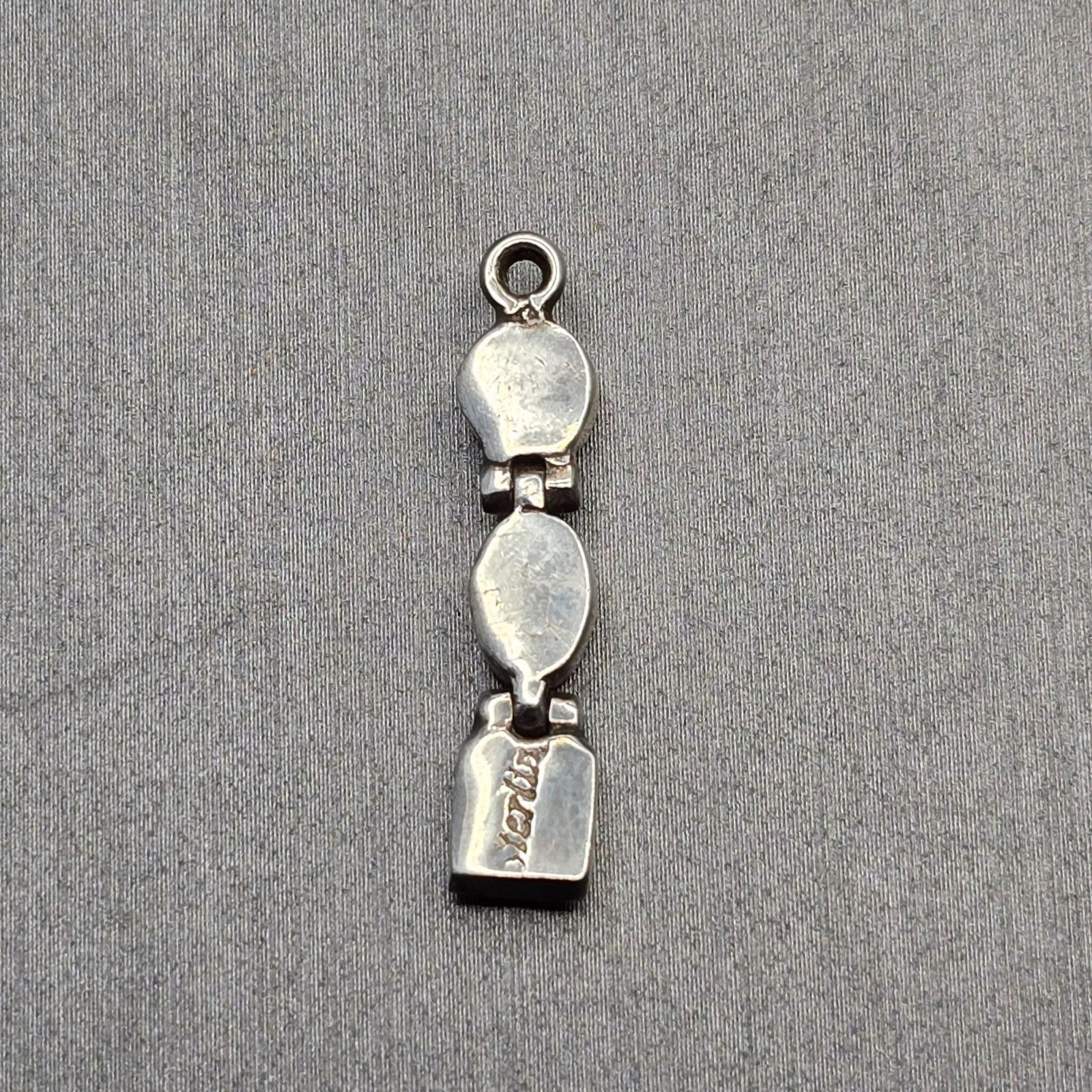 Vintage Sterling Silver Coral Opal Lapis Pendant Hinged Drop Style