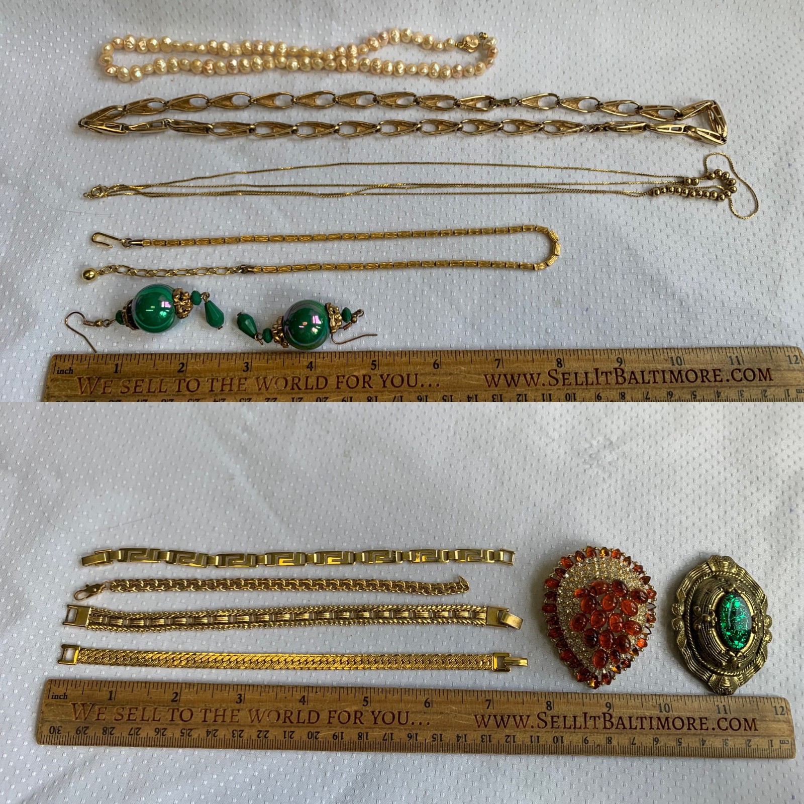 Vtg Costume Jewelry Lot Heidi Klum Trifari Rhinestone Pearl Lucite Bead