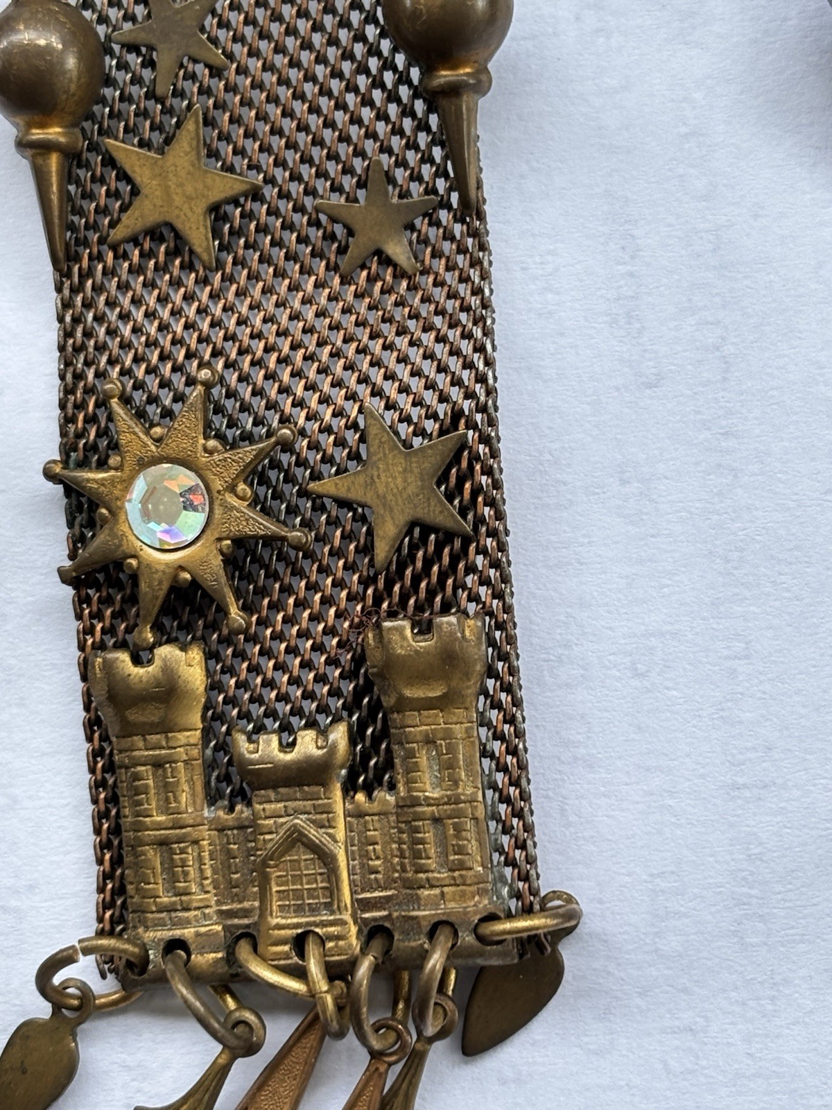 Unique Antique Jack Smile? Mesh Ear Rings Winged Lion Moon Stars Castle Dangle